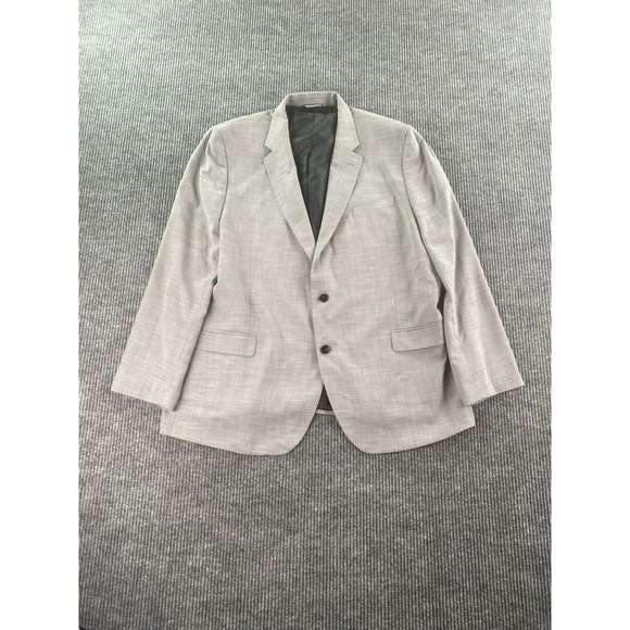 Nautica Suit Jacket 52 L Gray Polyester Stretch Solid Premium Classic Big & Tall - Picture 1 of 13